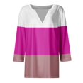 thumbnail image 4 of Blmnix Top for Women Color Block Athleisure Womens Tees V-Neck 3/4 Sleeve Blouses, 4 of 5