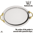 thumbnail image 5 of HAKAN Luxury Decorative Coffee Tea Table Tray with Handles, Metal Oval Presentation Tray, Authentic Turkish Tray,  Silver, 19.7" ve 13", 5 of 7
