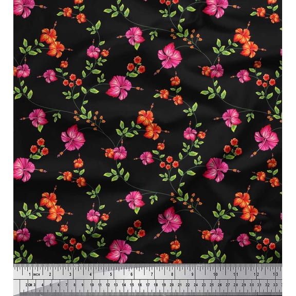 Soimoi Cotton Duck Fabric Leaves & Floral Fabric Prints By Yard 42 Inch Wide
