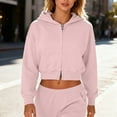 thumbnail image 6 of HAPIMO Womens Cute Cropped Hoodies Y2k Long Sleeve Sweatshirts Solid Color Tops Casual Zip Up Sweatshirts Spring Fall Fashion Outfits Pink L, 6 of 9