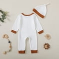thumbnail image 3 of KIMI BEAR Newborn Baby Boys Bodysuits Winter Clothing Crew Neck Long Sleeves Knit Romper Letter Print Jumpsuits Button Bottom One-piece Overalls with Hat 2pcs White NB, 3 of 7