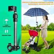 FNNMNNR Umbrella Mount Holder, Adjustable Umbrella Mount Stand No Need Wrench to Attach/Detach Umbrella Clamp for Wheelchairs, Walker, Rollator, Biycle, Pram, Stroller, Black