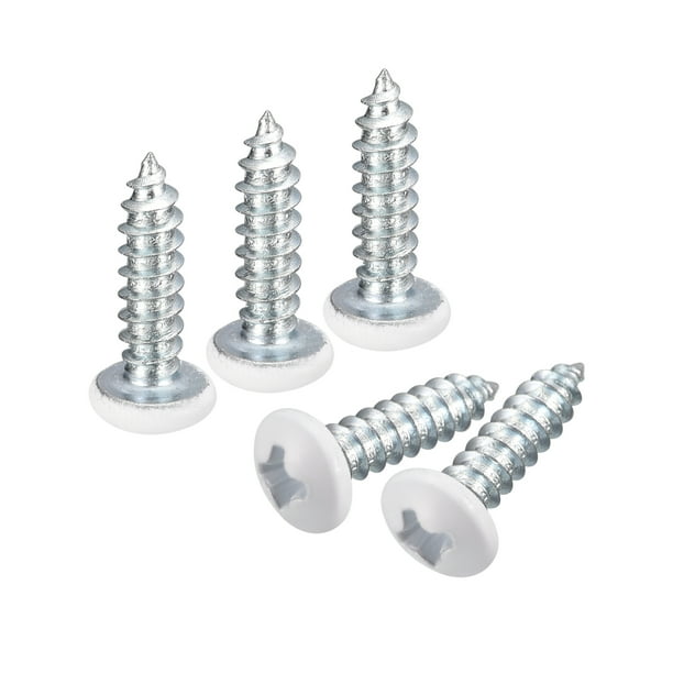 Tornillos blancos ST4x16mm, tornillos autorroscantes, paquete de 25, tornillos Phillips de cabeza plana para trabajos en madera