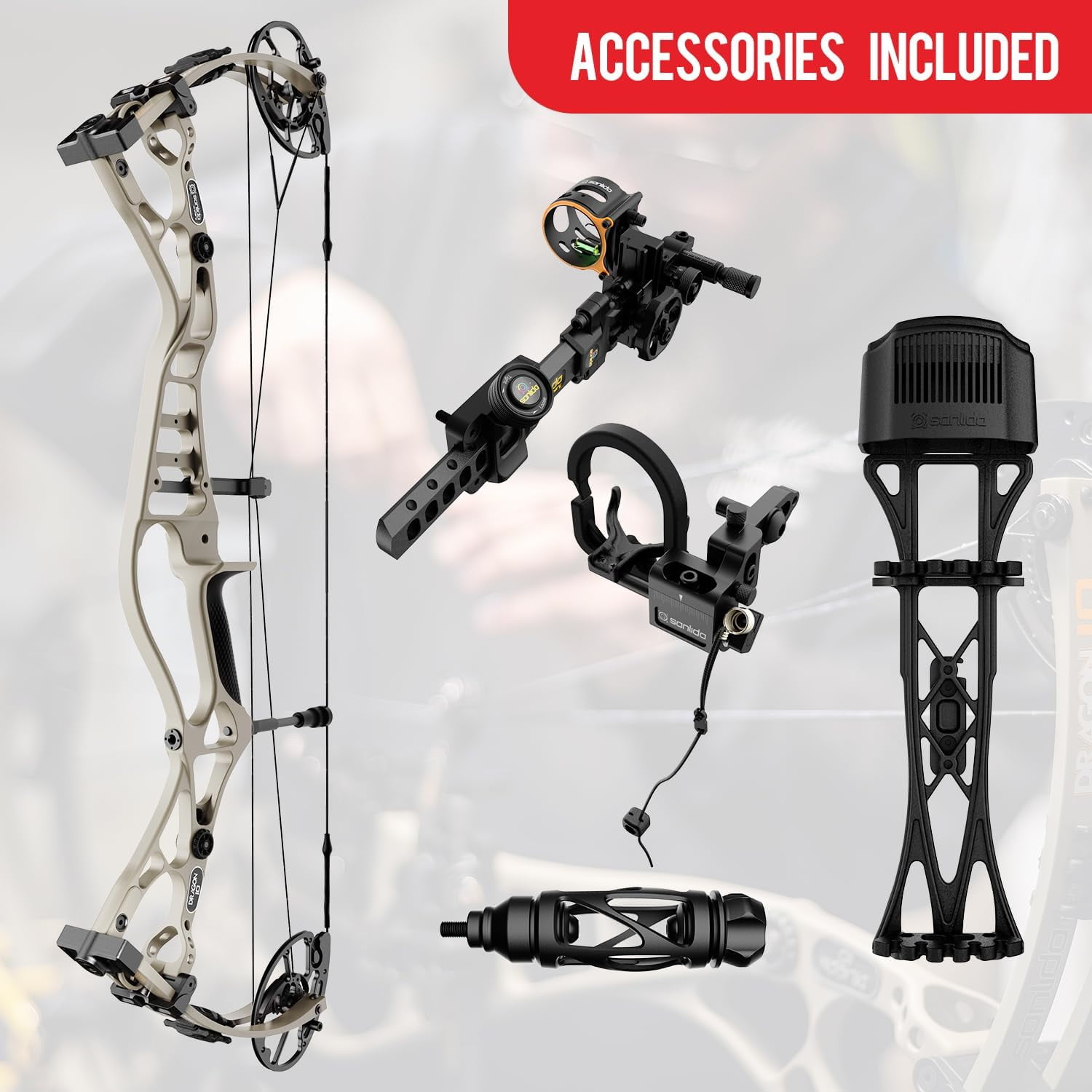Sanlida Dragon 10 Flagship Top of The Line Hunting Compound Bow Kit for Adults, Standard Hunting Bow for Adults and Advanced Archers, IBO Speed 340 FPS