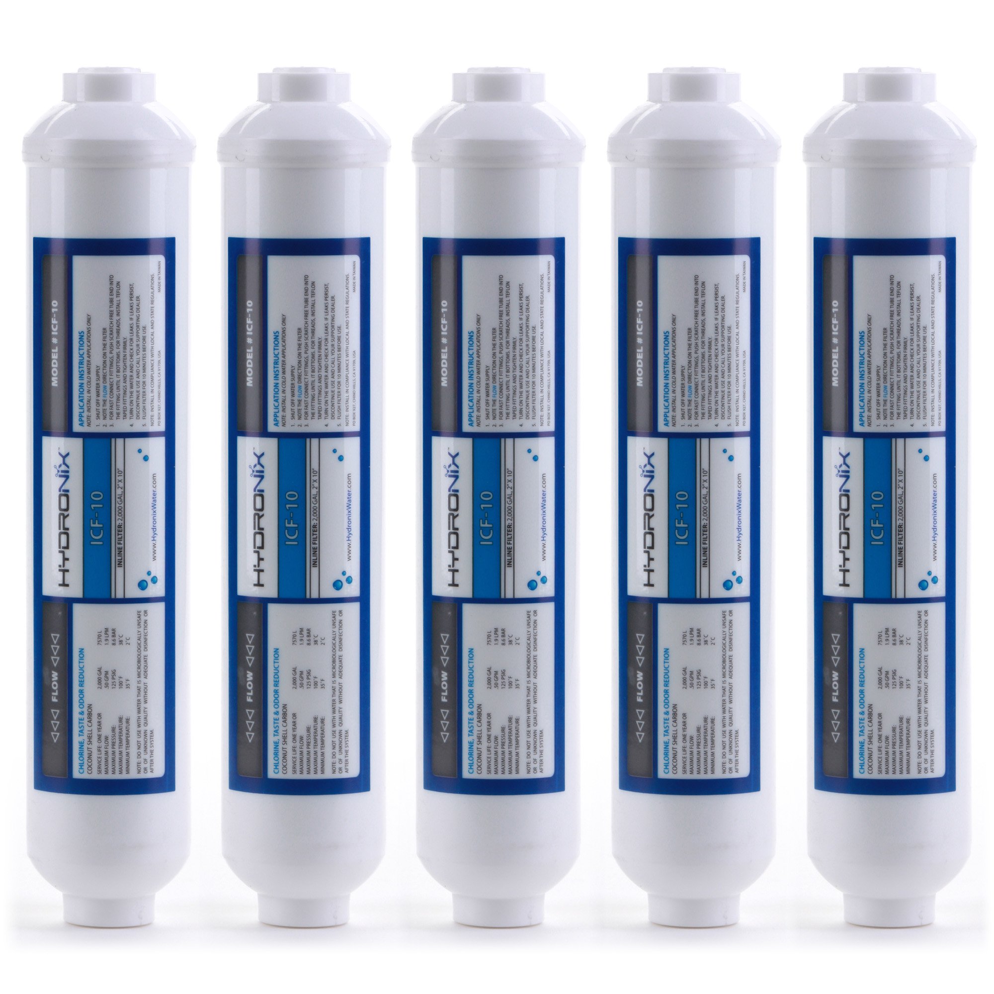 5 Pack Hydronix Icf 10 Reverse Osmosis Post Polishing Fridge Ice Inline Coconut Gac Water Filter 00 Gal 1 4 Npt Walmart Com Walmart Com