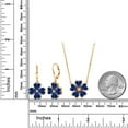 thumbnail image 2 of Gem Stone King 18K Yellow Gold Plated Silver Blue Created Sapphire and White Zirconia Pendant Earrings Jewelry Set for Women (10.45 Cttw, Heart Shape 6MM, with 18 inch Chain), 2 of 3