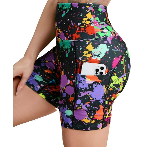 Womens Activewear Sports Shorts High Stretch All Over Print Shorts with