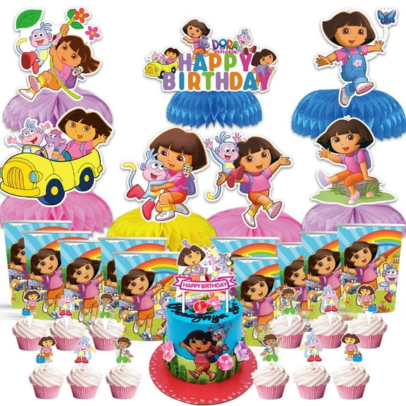 Dora The Explorer Party Supplies Decor Cups Fans Decorations Honeycomb Centerpieces Cake Toppers