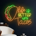 thumbnail image 2 of Handmadetneonsign Life Is Better With Tacos Neon Sign, Taco Neon Light, Tacos Led Light, Tacos Sign, 2 of 5