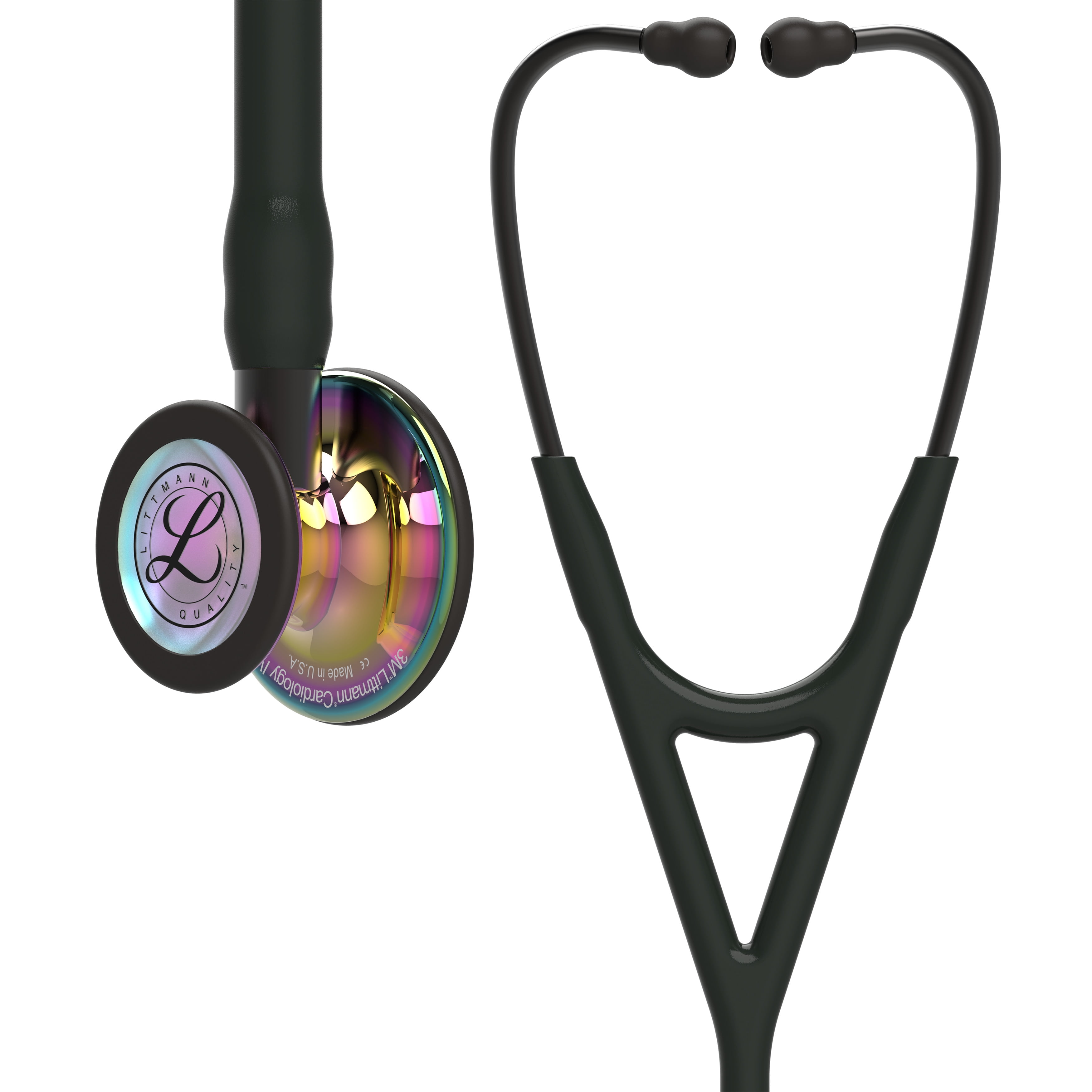 (2 pack) 3M Littmann Cardiology IV Diagnostic Stethoscope, 6240, Stainless Steel High Polish Rainbow-Finish Chestpiece, 27" Black Tube, Smoke Stem