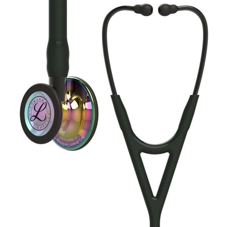 3M Littmann Cardiology IV Stethoscope, High Polish Rainbow Chestpiece, Black Tube, Smoke Stem, 6240