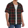 thumbnail image 2 of KLL Tartan Plaid Print Men's Shirt Short Sleeve Button Down Summer Cuba Beach Shirts- Large, 2 of 5