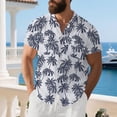 thumbnail image 6 of COSFO Men Button Down Shirt Hawaiian Short Sleeve Cotton Linen Tops Loose Fit Summer Collared Vacation Mens Casual Shirts, 6 of 9