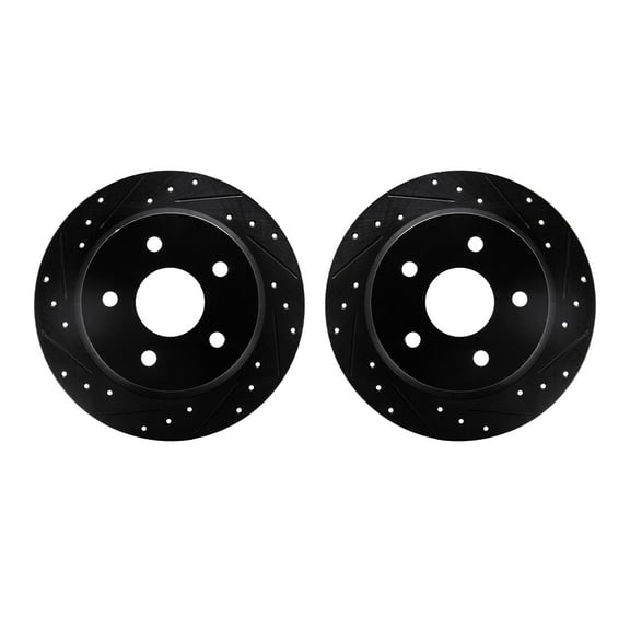 Dynamic Friction Company Rear Brake Rotors-Drilled and Slotted-Black 8002-42034
