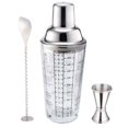 thumbnail image 1 of Coctelera de vidrio con colador, coctelera de martini de 15 oz con 6 recetas en el costado, juego de cocteleras de barra, kit de barman para mezclar, 1 of 5
