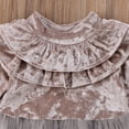 thumbnail image 4 of EYIIYE Baby Girls Velvet Ruffle Dress Round Neck Long Sleeves Dress, 4 of 6