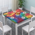 thumbnail image 3 of Colorful Tie Dye Pattern Square Fitted Tablecloth with Elastic Edge,Square Table Cover,Washable Elastic Table Cover for Home Kitchen Party Decor 36"x36", 3 of 6