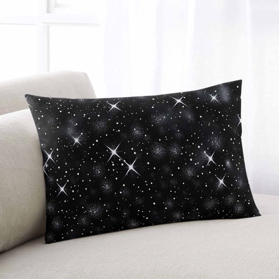 Starry Sky Throw Pillow Cover, Pillowcase Protectors with Zipper, Breathable Decorative Lumbar Pillow Case Cover, Modern Black Abstract Dots Stars Aesthetic Pillow Shams for Couch Sofa 12x20Inch