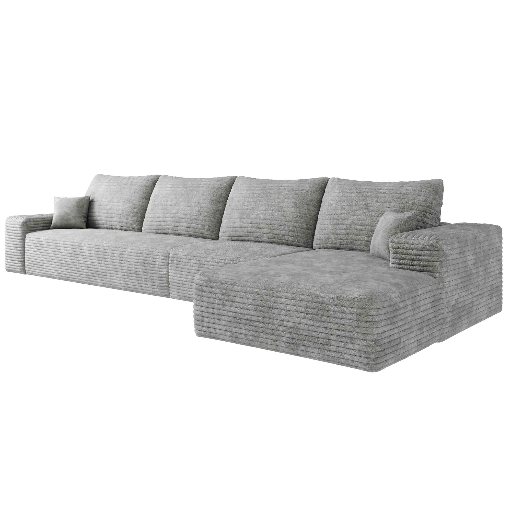 MAYEERTY L-Shaped Modular Cloud Couch, Plush Corduroy Sectional Sofa with Chaise, Deep Seat Leisure Sofa No Assembly for Home