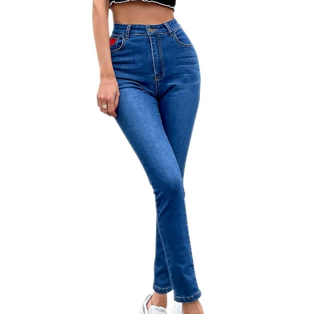 SMihono Womens Jeans Summer Plus Size Jeans for Women High Waist Stretchy Fashion Straight Pocket Long Pants Ripped Skinny Jeans for Women on