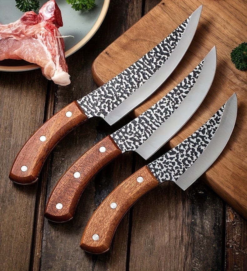 3PCS/Set Butcher Knife and Kitchen Knife Set, Professional Viking Knife Boning Knife for Meat Cutting Cooking BBQ