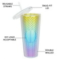 thumbnail image 3 of IMMEKEY Studded Tumbler with Straw, Double Walled Iridescent Travel Tumbler/Straw Cup BPA Free, 24oz Capacity (-Rainbow), 3 of 7