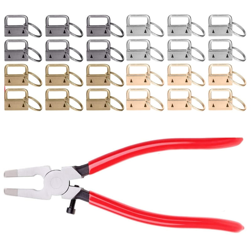 40Pcs 1 inch 4 Colors Key Fob Keychain Hardware with Pliers Tool for  Wristlet Keychain Lanyard Keychain Making Hardware Supplies