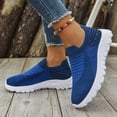 thumbnail image 2 of Walking Shoes Women Casual Lightweight Slip on Loafers Comfy Soft Sole Stretch Knit Mesh Solid Color Sneakers Blue Size 7.5, 2 of 9