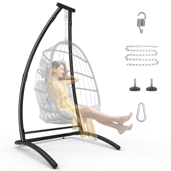 C-Type Hanging Chair Stand, Hammock Chair Stand, Outdoor Swing Chair Stand Only, Black