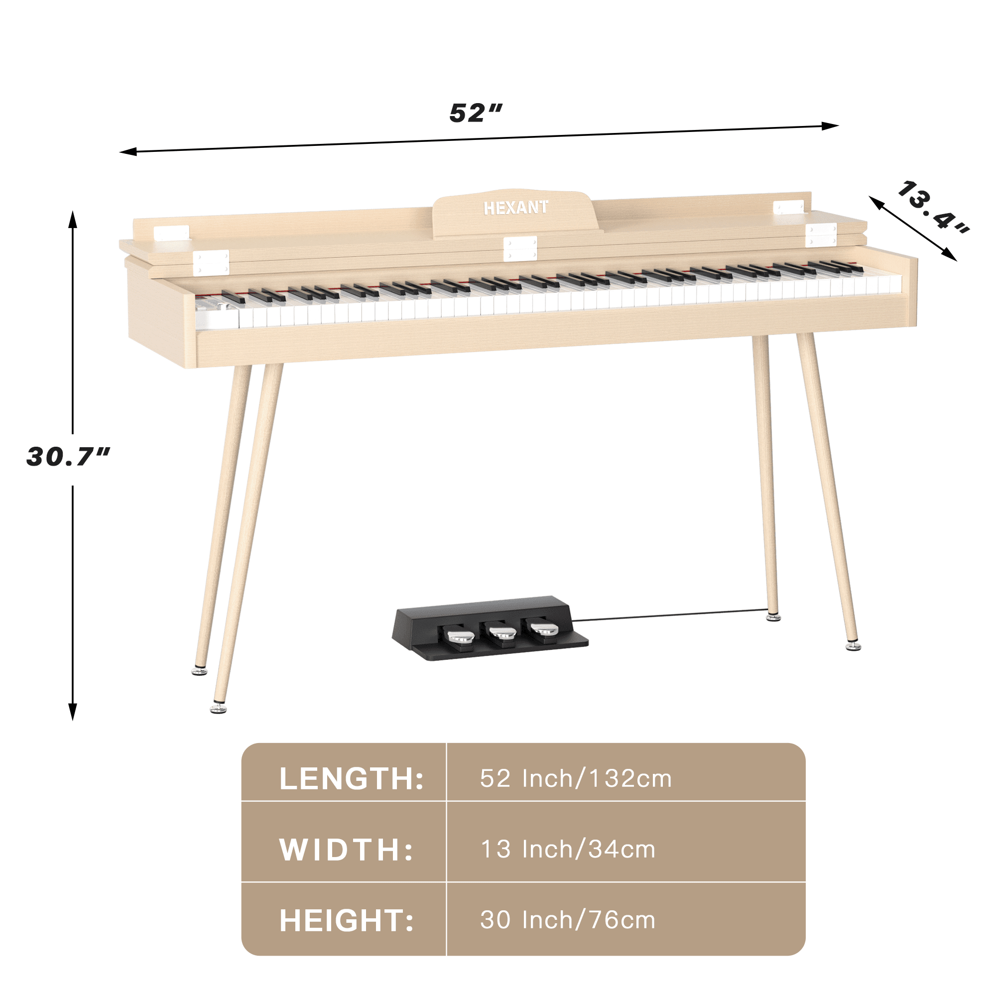 HEXANT 88- Key Hammer Weighted Digital Piano Keyboard, Full-Size Electric Piano keyboard, with 3-Pedal, Multi-Functional Keyboard and Stand for Beginner/Adult (Only Piano)