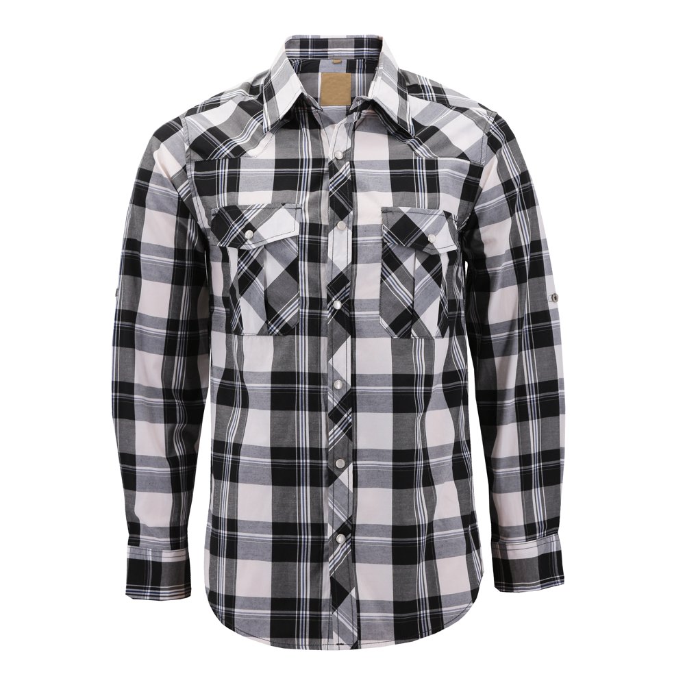 VKWEAR - Men’s Western Pearl Snap Button Down Casual Long Sleeve Plaid ...