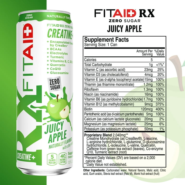 LIFEAID FITAID RX Zero Sugar Recovery Drink, Creatine BCAAs