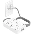 thumbnail image 1 of LENCENT Regleta Multicontacto de 2 a 3 Clavijas, Extension Electrica Enchufe Plano con Protector de Sobretensión, 1.8M Conector Múltiple con 6 Salidas CA y 4 Puertos USB (1 USB C), Hogar, Oficina, 1 of 5