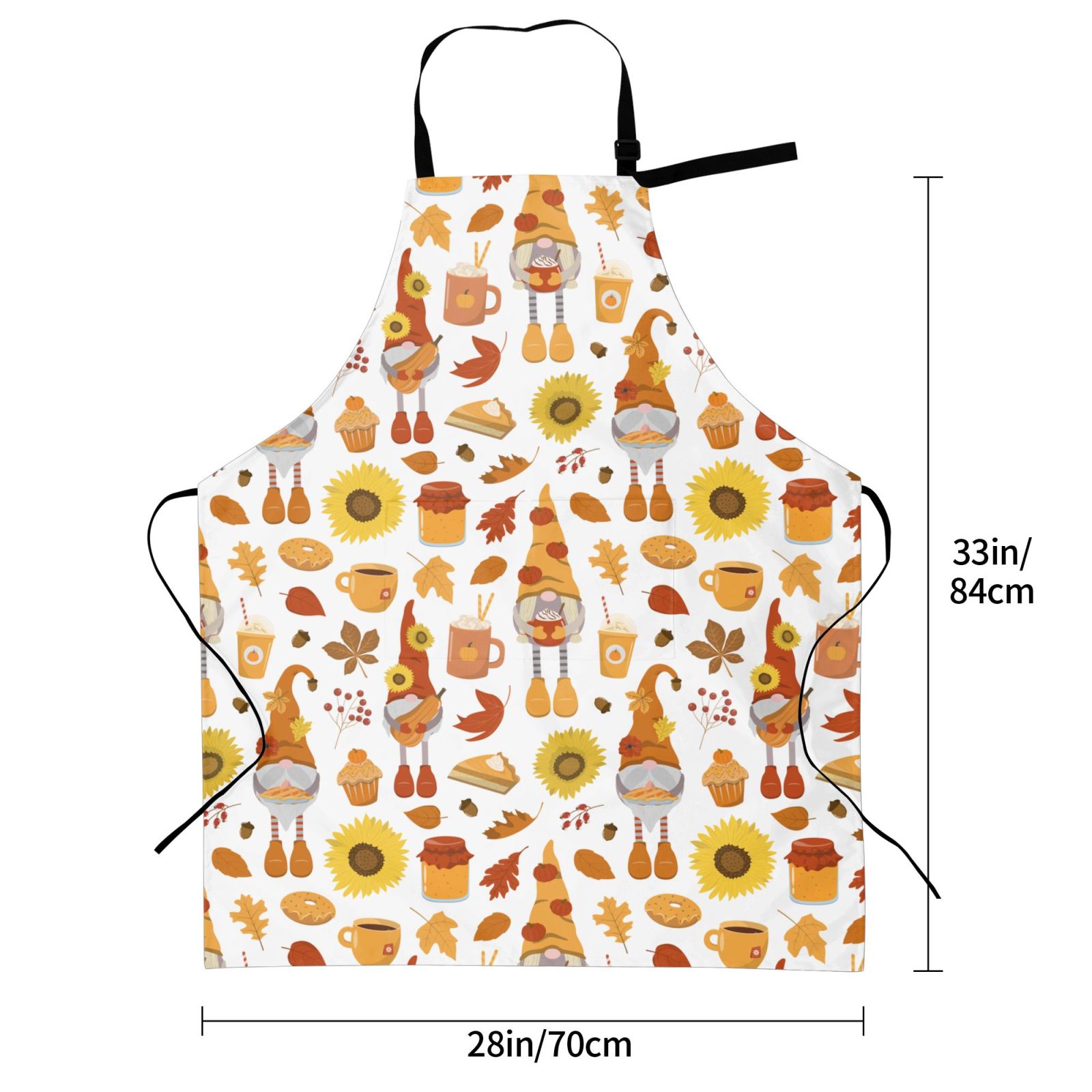 Kdxio Gnomes Autumn Harvest Apron with Pockets Adjustable Kitchen Aprons for Men Women Waterproof Aprons for Cooking,Drawing,Crafting, Baking Household Cleaning