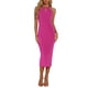 thumbnail image 1 of VESTIDOS DE FIESTA CÓCTEL MIDI SIN ESPALDA CON CUELLO HALTER Y FRENTE CON OJAL PARA MUJERES L Rosa Fucsia, 1 of 1