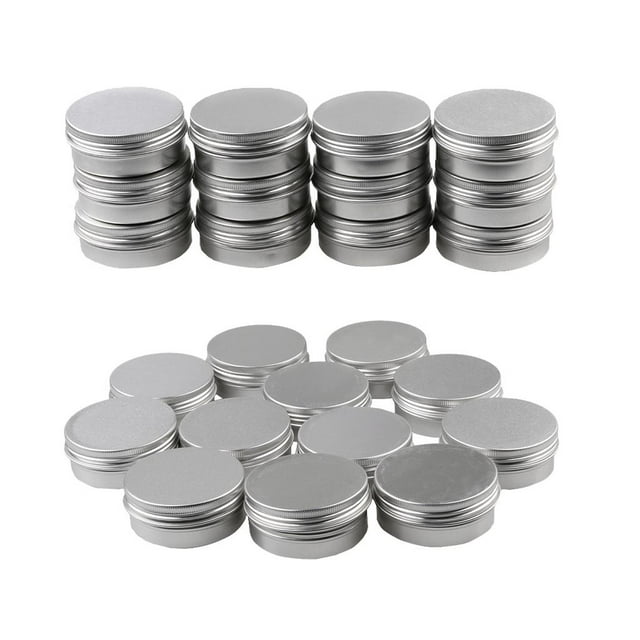 24pcs Cosméticas de Lata de Bálsamo de Labio Sunnimix Plata 30g 50g Recipientes de maquillaje cosmético Sunnimix Recipientes de maquillaje cosmético