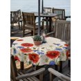 thumbnail image 2 of Outdoor Tablecloth with Umbrella Hole for Patio/Picnic/Party/Camping, Red Blue Poppy Floral Waterproof Table Cloth Round Cover Washable, Vintage Spring Flowers Linen (Dia 54"), 2 of 8