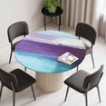 thumbnail image 2 of Purple Teal Ombre Round Fitted Tablecloth with Elastic Edge, Waterproof Table Cloth Table Cover for 55"-60" Tables, Abstract Modern Oil Painting Gradient Tablecloths for Dining Picnic Indoor Outdoor, 2 of 9