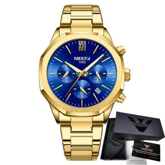 Nibosi Men's Watch Top Brand Luxury Business Watch Gold Watch Men Fashion Male Wrist Watch For Men Chronograph Relogio Masculino - Quartz Wristwatches