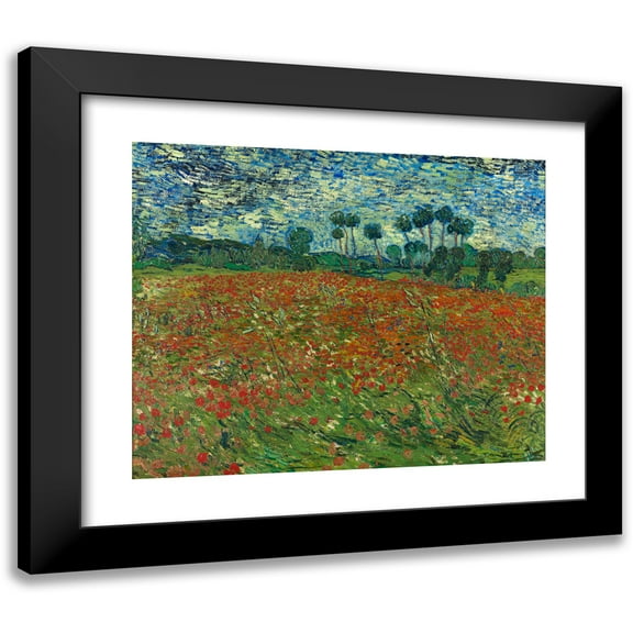 Vincent van Gogh 14x12 Black Modern Framed Museum Art Print Titled - Poppy Field