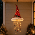 thumbnail image 4 of Lighted Santa Hat Hanging Chandelier, Pre Lit Christmas Santa Hat Decor with Warm LED Lights and Hanging Holiday Charms, Indoor Outdoor Covered Decor, 4 of 5