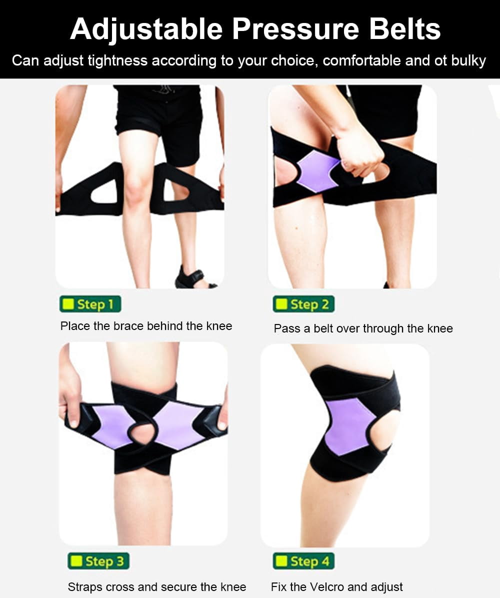 Knee Brace with Side Stabilizers for Meniscus Tear, Knee Braces for Women Men Knee Braces for Knee Pain, Light Patella Brace Adjustable Compression Sleeve Patellar Tendon Support Strap (Blue)