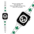 thumbnail image 3 of TECH CIRCLE for Apple Watch Clover Bands 42/44/45/49mm, Simple Stylish Sparkle Diamond Metal Dressy iWatch Bracelet for Apple Watch Band Ultra 1/2 Series 9 SE 8 7 6 5 4 3 2 1,Silver+Green, 3 of 7