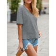 thumbnail image 2 of Summer Women V Neck T Shirt Casual Short Sleeved Basic T Shirt Top, 2 of 6