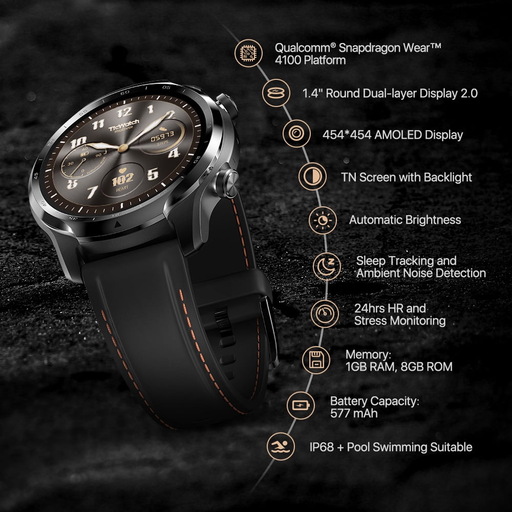 Ticwatch Pro 3 GPS Smart Watch Men's Wear OS Watch Qualcomm 