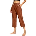 thumbnail image 2 of Stamzod Capri Pants for Women Plus Size Straight Leg Summer Capris with Pockets Casual Work Cropped Trousers Orange M, 2 of 8