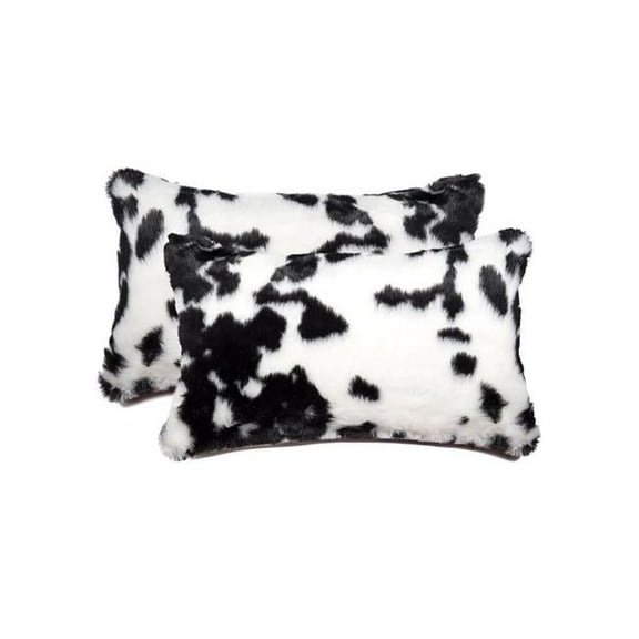 12 x 20 in. Belton Sheepskin Pillow - Sugarland Black & White - Pack of 2