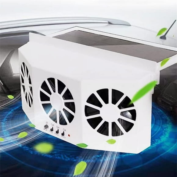 LEEYNEER Solar Powered Car Window Fan ABS Auto Solar Ventilation Fan for Car Car Amplifier Cooling Fans Solar Car Fan Window Vent Car Solar Exhaust Fan for All Kinds of Cars White