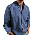 thumbnail image 1 of Designer Spring Summer Men's Casual Cotton Linen Solid Color Long Sleeve Shirts Loose Shirts M, 1 of 5