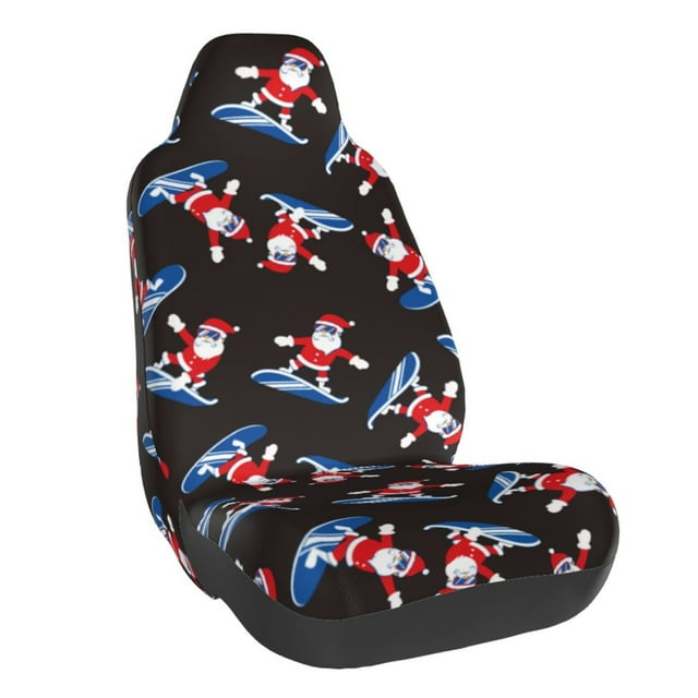 Wukai Surfing Santa Full Set Car Seat Covers with Soft Padding Universal Auto Front Seats Protector and Cushion Mat